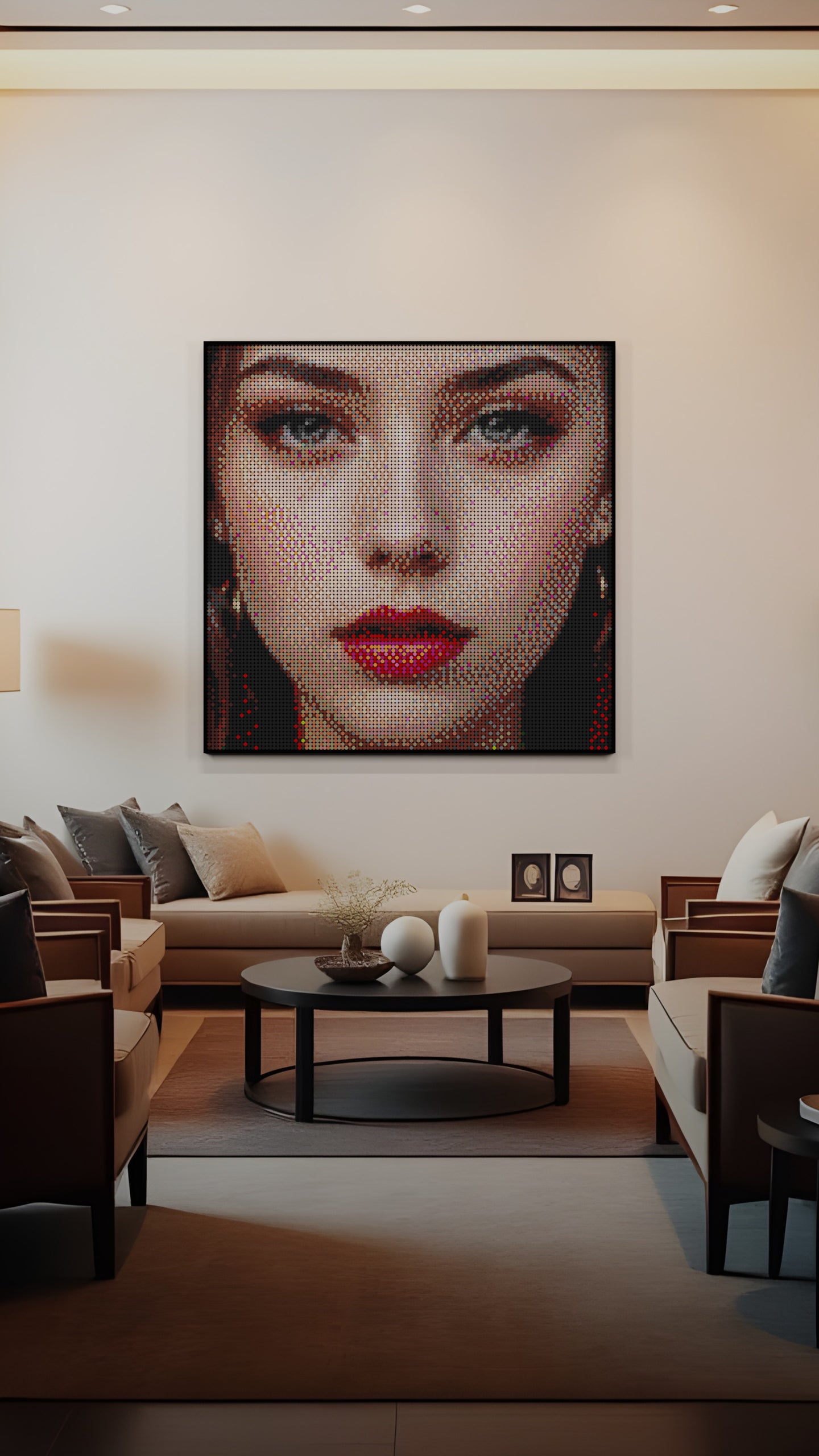 The Alluring Stare LEGO® Style mosaic pixel art design for display